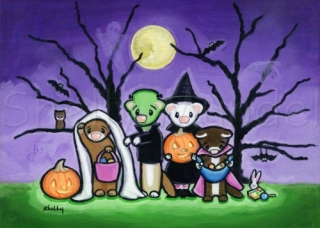 Halloween Scary Trick or Treat - Ferret Art Print - by Shelly Mundel