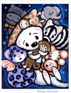 Ferret and Fuzzy Stuffies Art Print - From Original Art - by Shelly Mundel