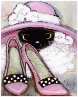 Fashion Black Cat Art Print - From Original Art - by Shelly Mundel