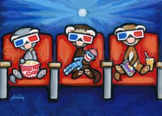 Watching a 3D Movie - Ferret Art Print - by Shelly Mundel