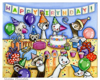 Ferret Art Print Birthday Party- by Shelly Mundel