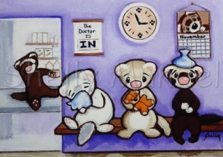 Waiting Room at the Vets Office - Ferret Art Print - by Shelly Mundel