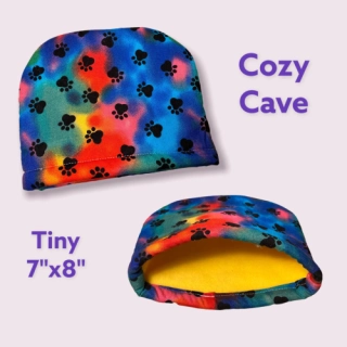 Cozy Cave- tie dye paw prints- tiny size