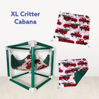 XL (14") Christmas Red Trucks Critter Cabana for ferrets, guinea pigs, hedgehogs, rats, sugar gliders, chinchillas, small animals