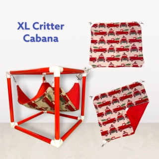 XL (14") Red Christmas Trucks Critter Cabana for ferrets, guinea pigs, hedgehogs, rats, sugar gliders, chinchillas, small animals