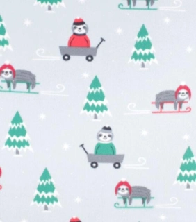Winter sloths blizzard fleece fabric by the yard