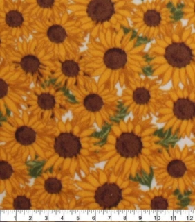 Packed Sunflowers blizzard fleece fabric by the yard