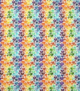 Watercolor Hearts flannel fabric remnant, prewashed.