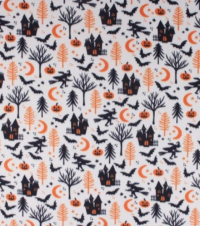 Halloween scene blizzard fleece fabric by the yard