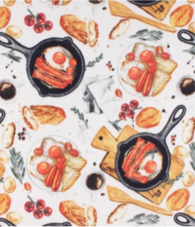 Breakfast anti-pill fleece fabric by the yard