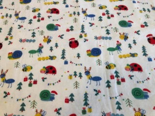 Assorted bugs flannel fabric remnant, prewashed