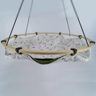 Frettchenschaukel Bezug Ø 60cm | Baumwollstoff Vintage Blumen Mint | Fleece Olivegrün | Schaukel für Frettchen | Frettchen Hängematte