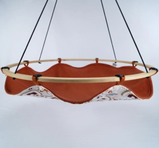 Frettchenschaukel Bezug | Baumwollstoff Regenbögen | Fleece Terracotta | Schaukel für Frettchen |  Ø 60cm | Frettchen Hängematte