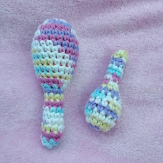 Turkey Legs Super Cute Set of Two Tightly Crocheted Drumstick Ferret Pet Toy with Rattle with Purpe Pink White Pastel Colors!