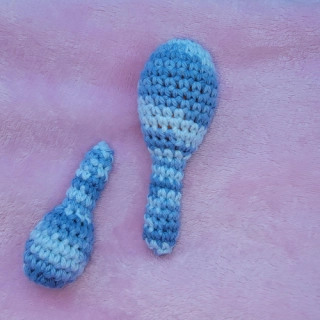Turkey Legs Super Cute Set of Two Tightly Crocheted Drumstick Ferret Pet Toy with Rattle Two Toned Blue Colors!