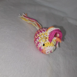 Fer Lil Poney, Super Cute Tightly Crocheted Horse Pink Yellow Mane Tail Ferret Pet Toys with RATTLE beans Fun Stash!