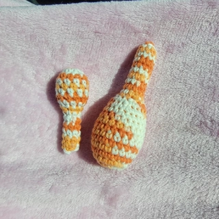 Turkey Legs Super Cute Set of Two Tightly Crocheted Drumstick Ferret Pet Toy with Rattle with Orange and White Colors!