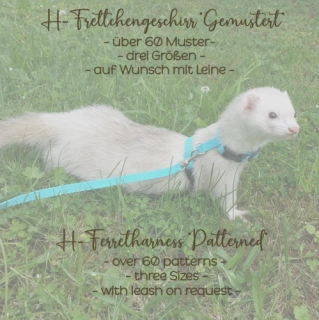 H - Frettchengeschirr Gemustert | Wunschanfertigung | Geschirr für Frettchen | Frettchenwelpen Geschirr | Frettchen Geschirr