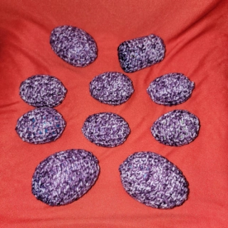 10 Piece Purple with Speckles Crochet Shaky/Rattle/Stash Train Ferret or Pet Toys Eggs Play Bulk Set#A10