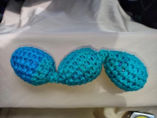 Train Chain Toy 3-Crochet Teal Blue Green Shaky Rattle Egg Pet Ferret Stashing Hauling Fun Toy #42