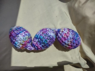 Train Chain Toy 3-Crochet Blue Pink Teal Purple Yellow Shaky Rattle Egg Pet Ferret Stashing Hauling Fun Toy #57