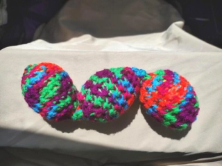 Train Chain Toy 3-Crochet Bright Neon Shaky Rattle Egg Pet Ferret Stashing Hauling Fun Toy #45