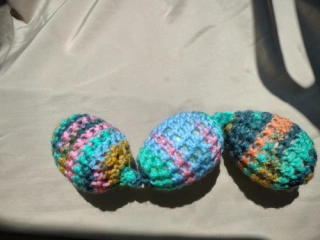 Train Chain Toy 3-Crochet Gold Teal Green Variety Shaky Rattle Egg Pet Ferret Stashing Hauling Fun Toy #53