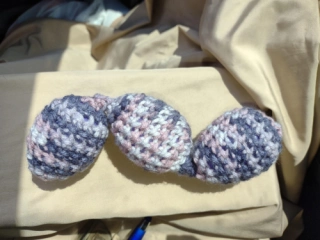Train Chain Toy 3-Crochet Dark Purple Lavender Pink Shaky Rattle Egg Pet Ferret Stashing Hauling Fun Toy #49