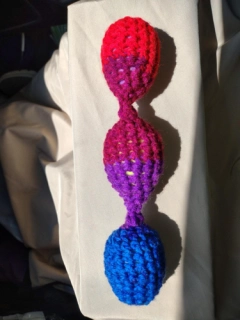 Train Chain Toy 3-Crochet Blue Purple Pink Shaky Rattle Egg Pet Ferret Stashing Hauling Fun Toy #43