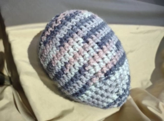 LARGE Crocheted Pink Purple Blue Shaky Rattle 6 Inch Size Flat Bottom Egg Ferret or Pet Cat Toy for Rolling or Hauling