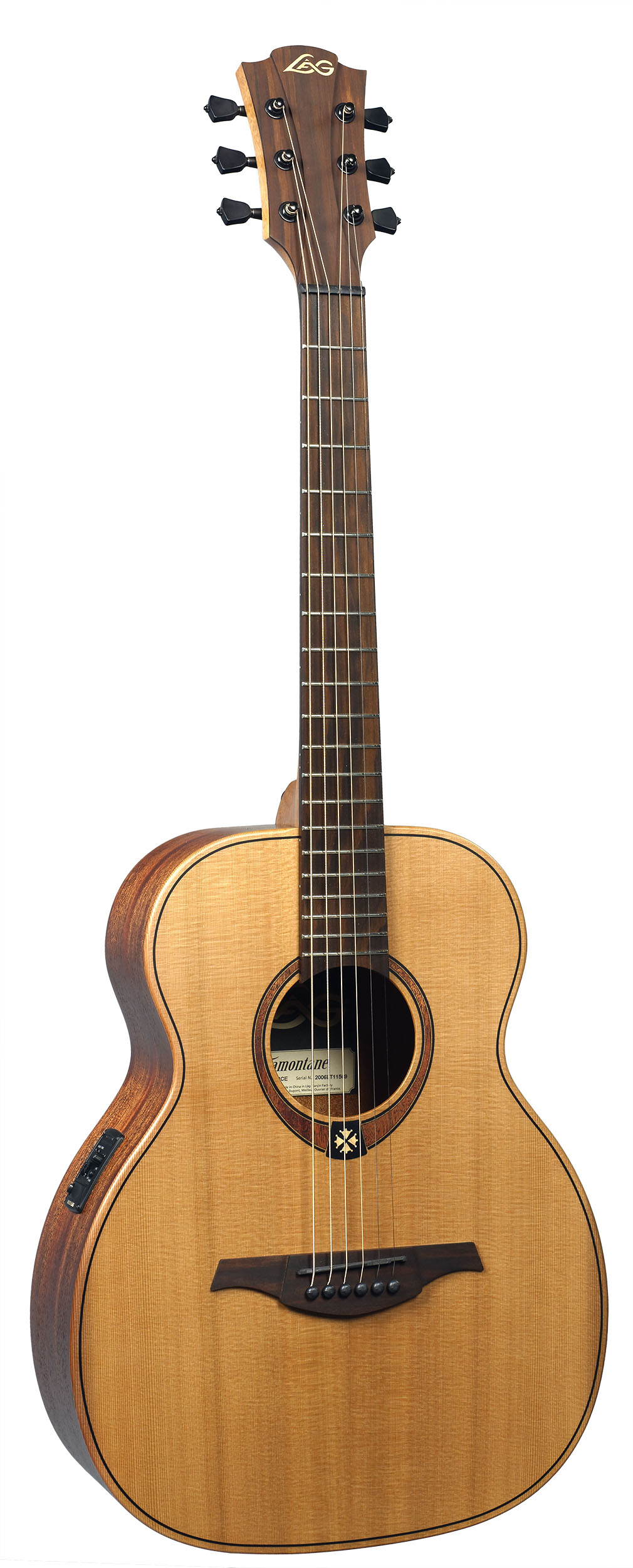LAG TRAVEL-RCE Tramontane Acoustic Electric Travel Guitar. Red Ceder