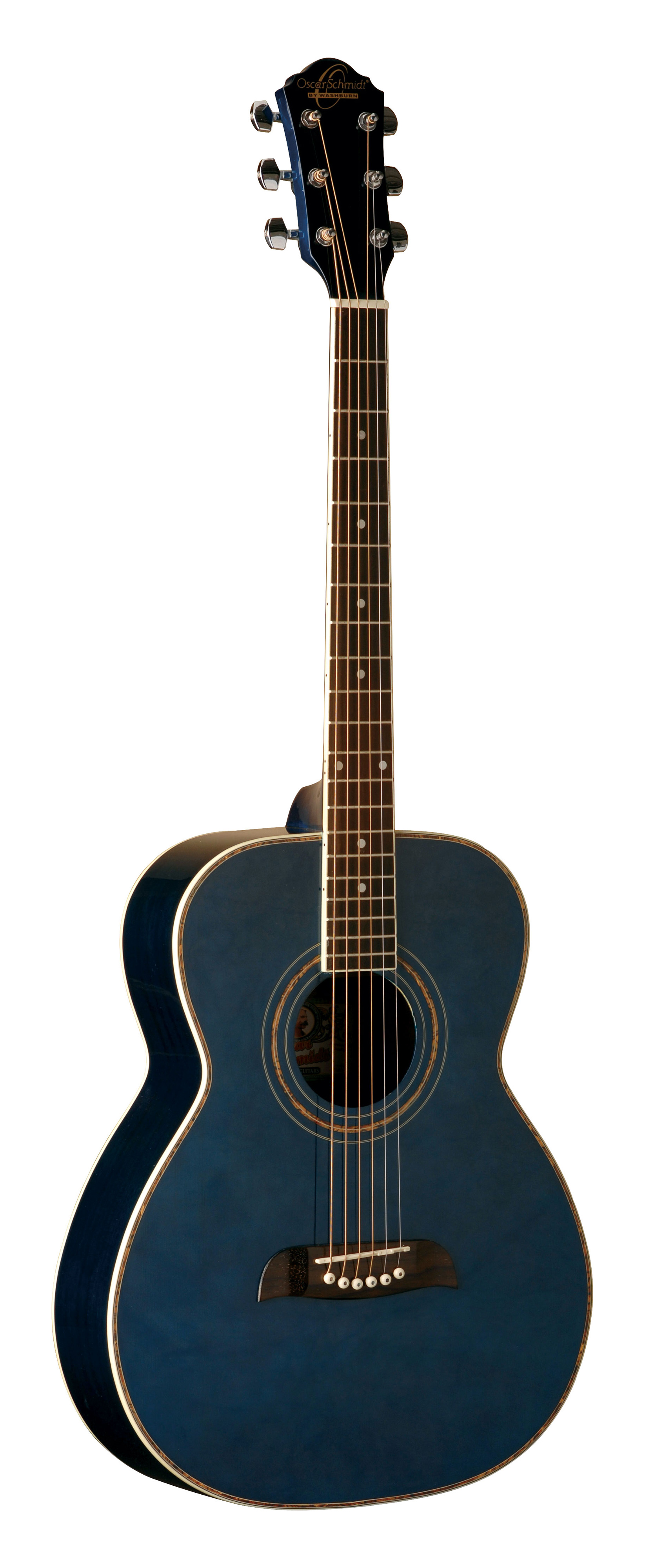 Oscar Schmidt OF2TBL-A Folk Acoustic Guitar. Trans Blue