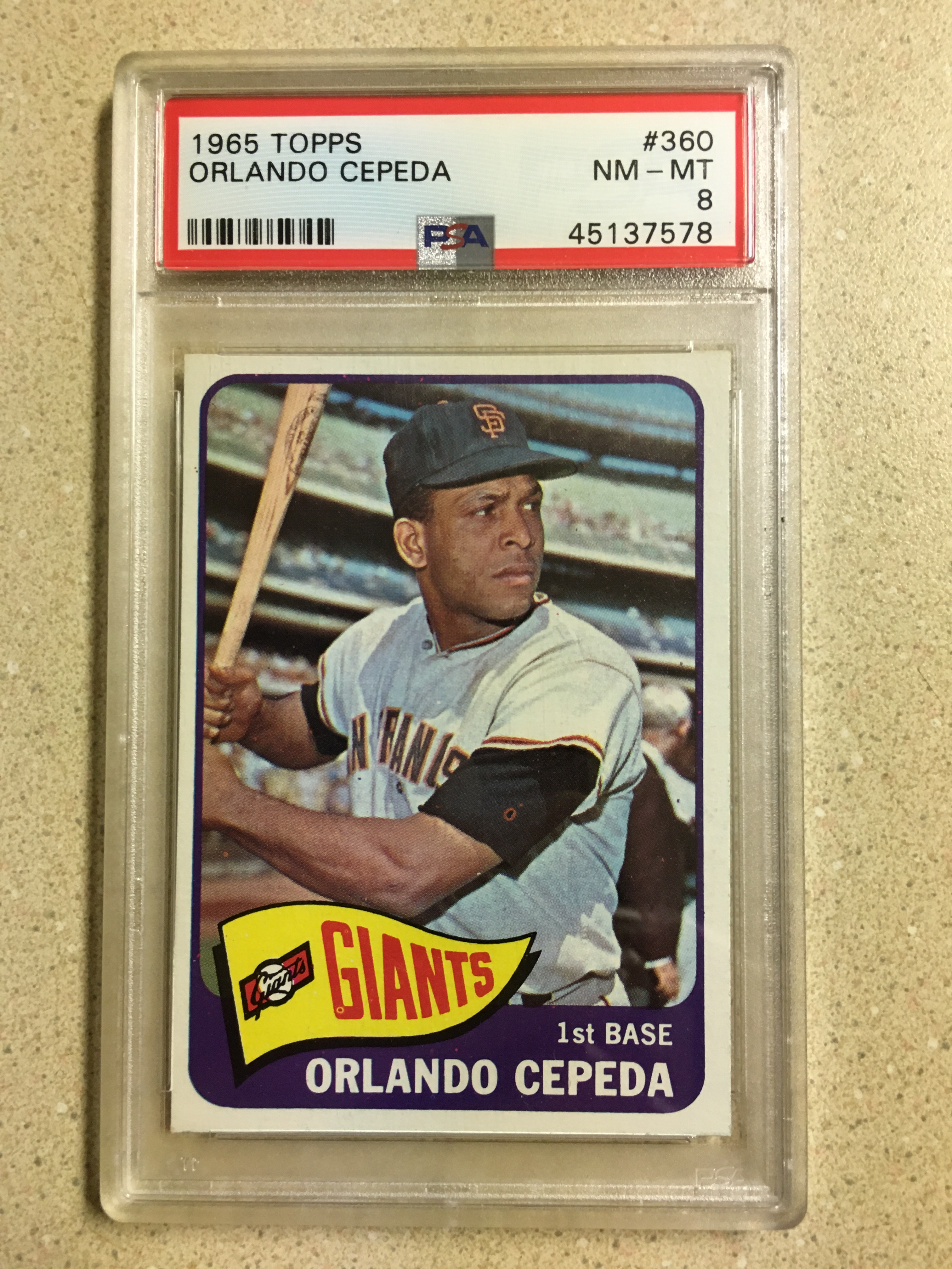1965 Topps #360 Orlando Cepeda PSA 8 NM-MT GIANTS HOF