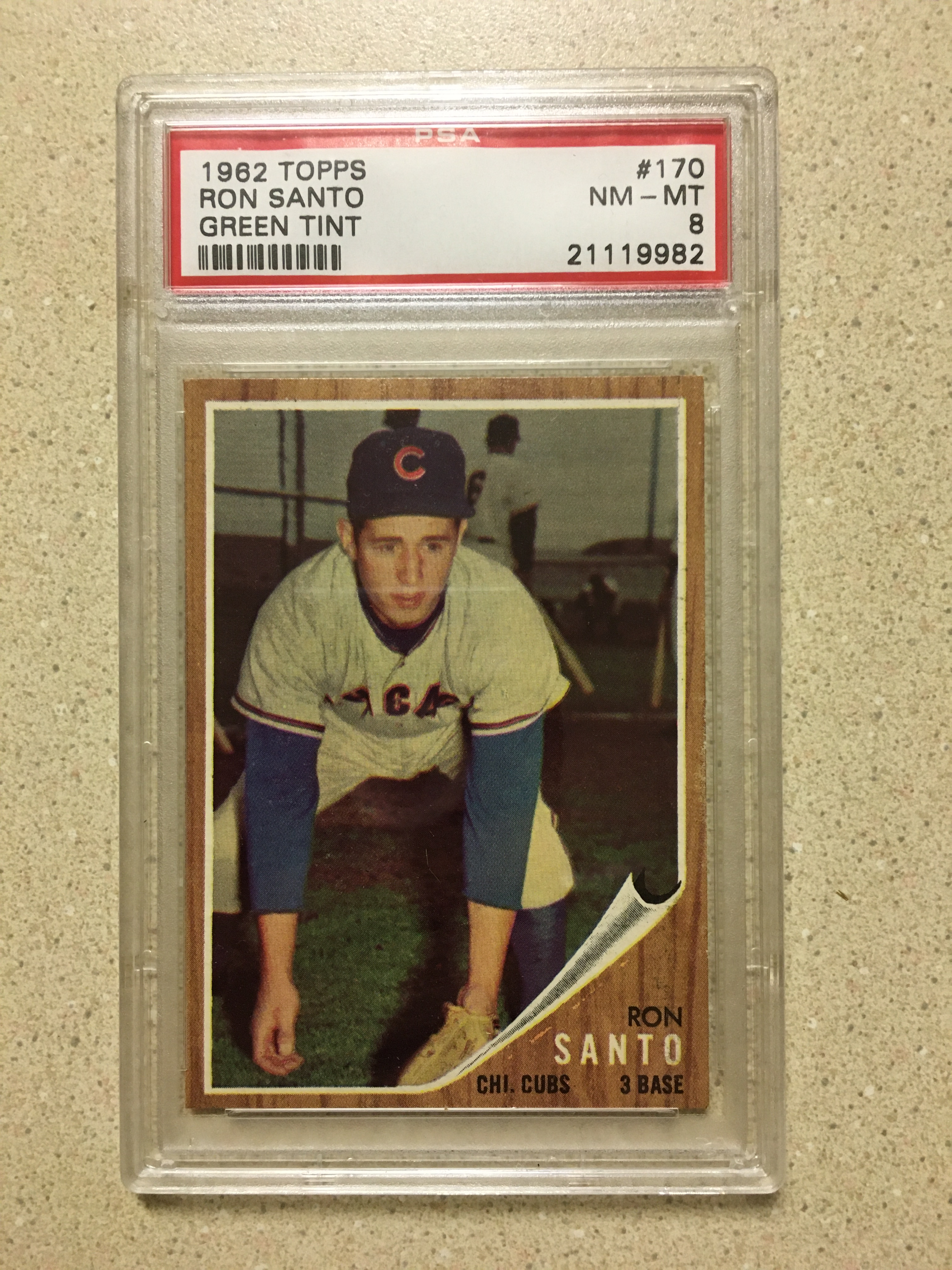 1962 Topps #170 Ron Santo PSA 8 NM-MT GREEN TINT CUBS HOF