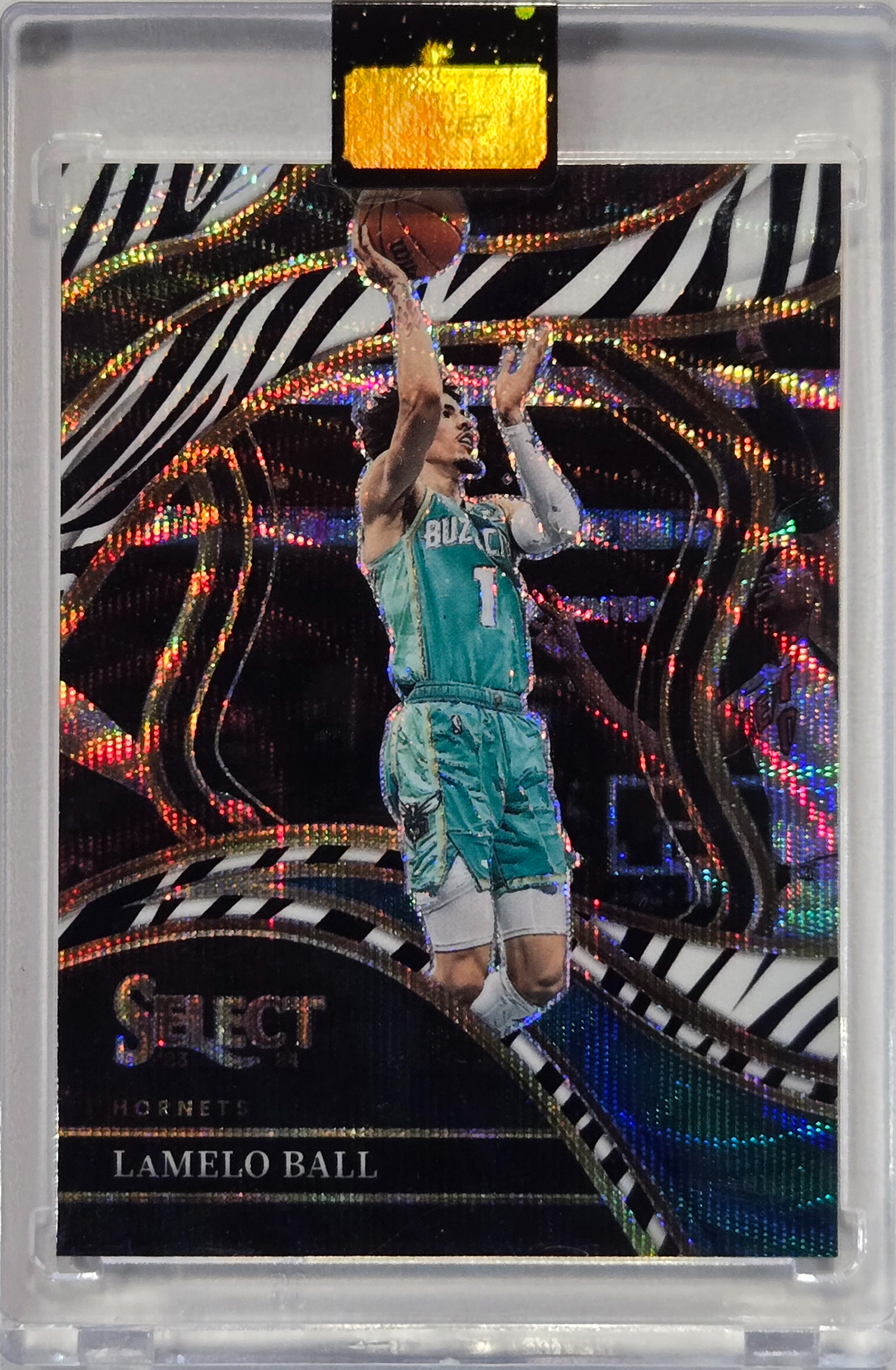 2023-24 Select LaMELO BALL Zebra Prizm Courtside #253 Hornets