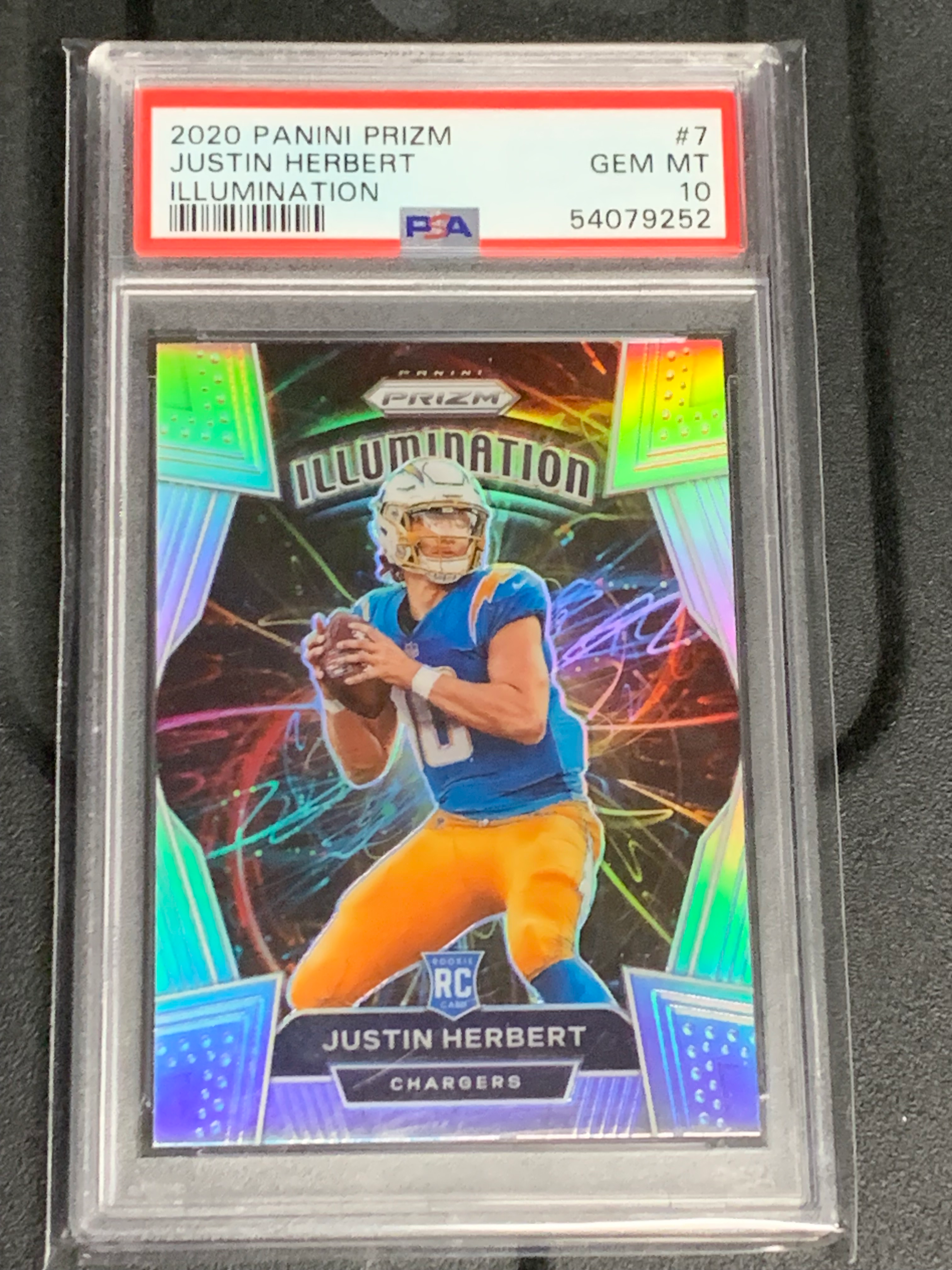 2020 Panini Prizm Justin Herbert Silver Illumination PSA 10