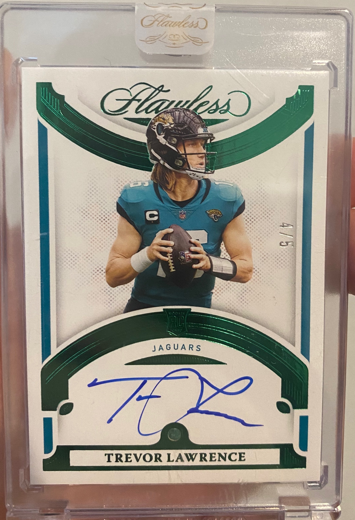 2021 Flawless Trevor Lawrence Rookie Gems Emerald Auto # 4/5