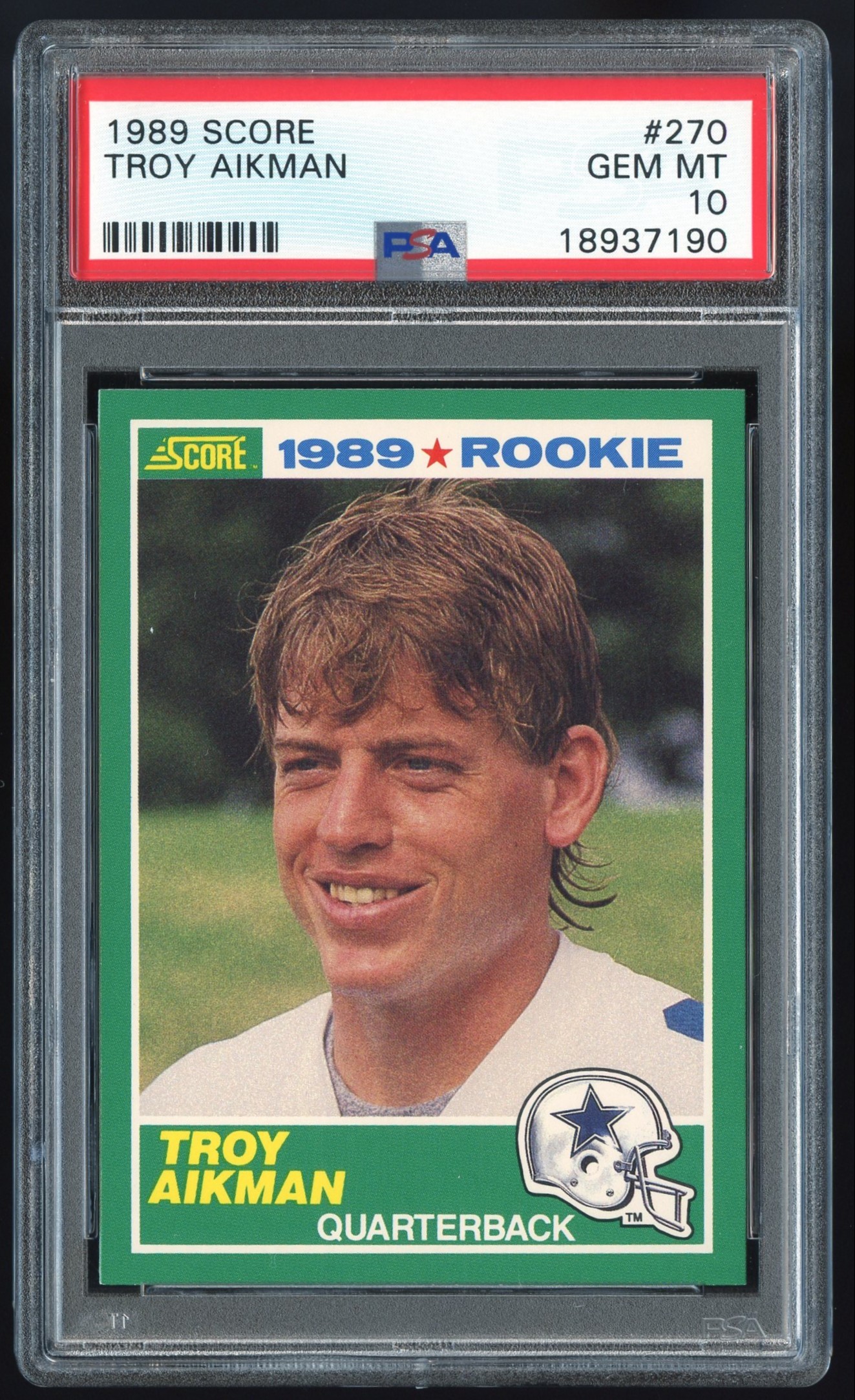 Myslabs 1989 score troy aikman 270 rookie card rc psa 10