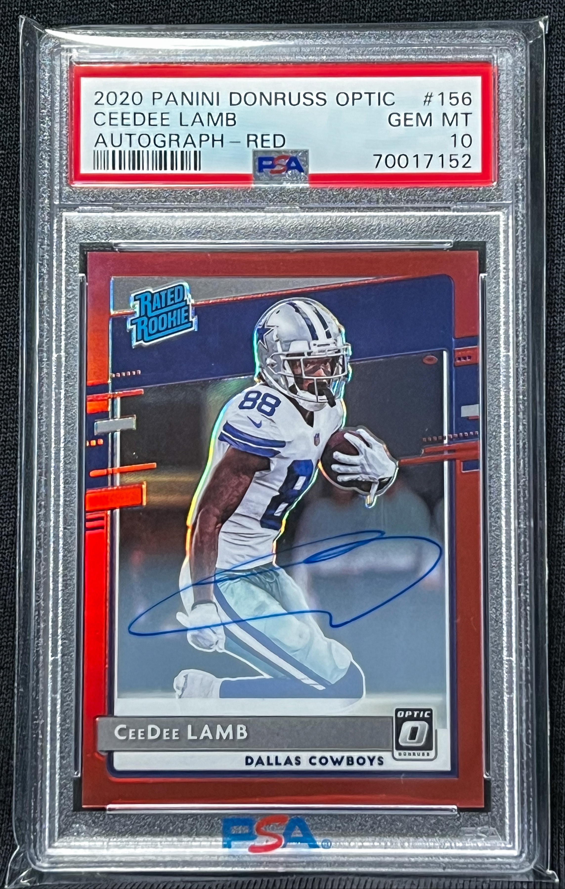 2020 Panini Donruss Optic - Ceedee Lamb Autograph Red RC /50 (#156) - [PSA 10]