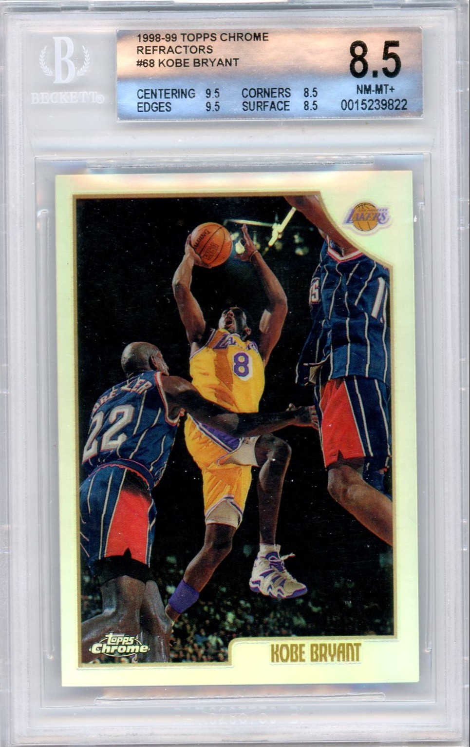 1998 KOBE BRYANT TOPPS CHROME REFRACTOR BGS 8.5 #68