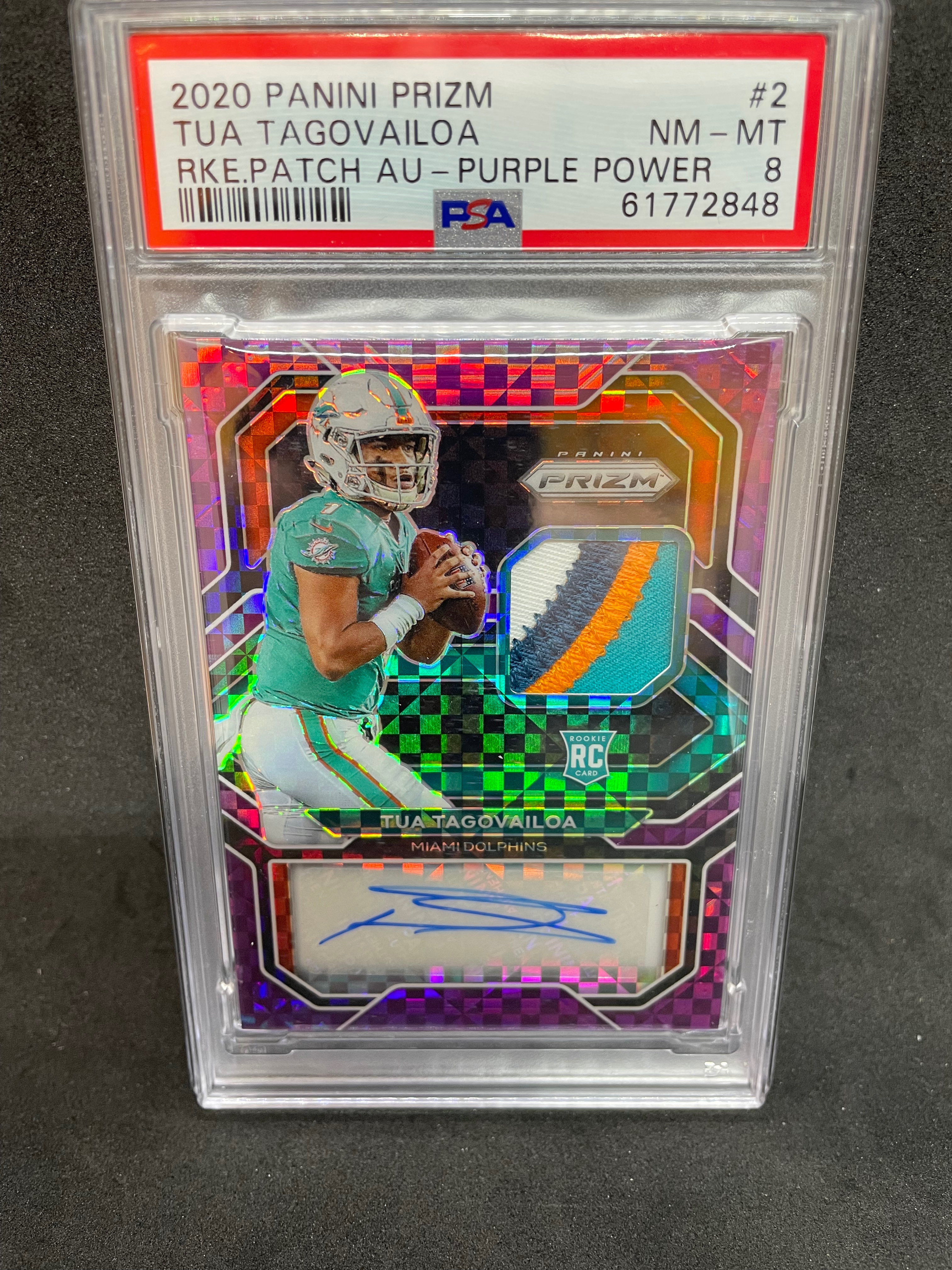 2020 Prizm /49 Tua Tagovailoa Rookie Patch Auto Purple Power