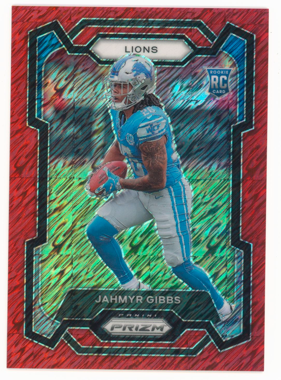 2023 Panini Prizm Jahmyr Gibbs RC FOTL Red Shimmer /35 Lions Rookie 331