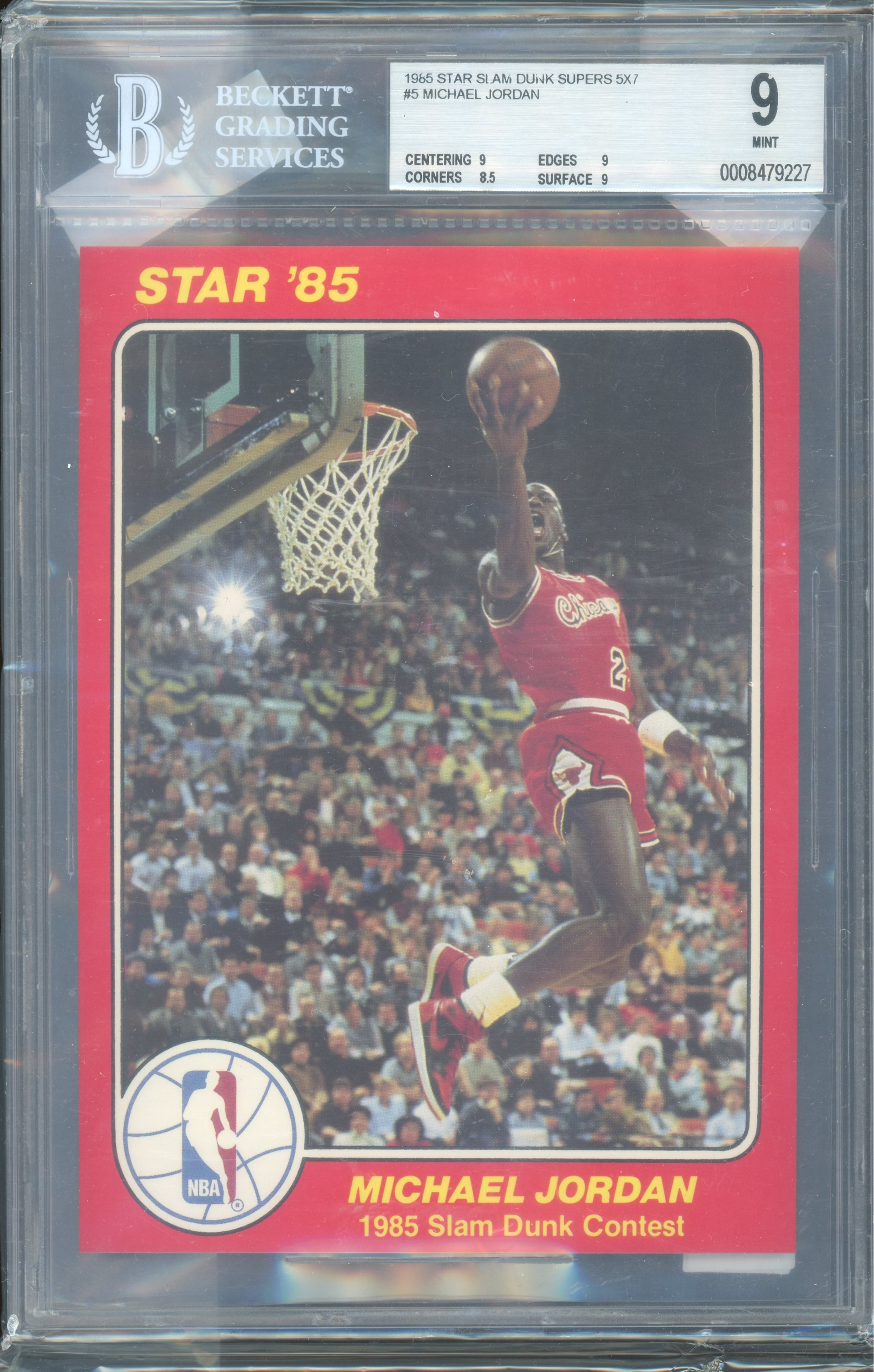 1985 Star Slam Dunk Supers 5"x7" #5 Michael Jordan BGS 9