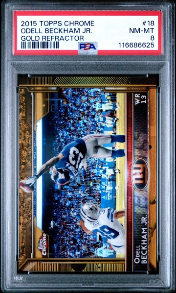Odell Beckham Jr 2015 Topps Chrome One Hand Gold Refractor /50 PSA 8