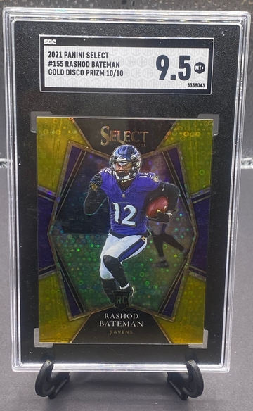 2021 Select Rashod Bateman Rookie Premier Level Gold Disco Prizm  SGC 9.5 