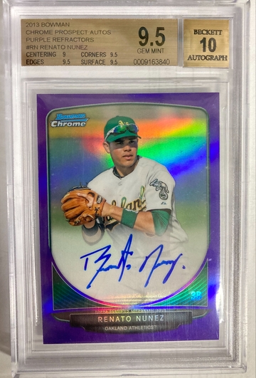 2013 Bowman Chrome Renato Nunez Purple Refractor RC AUTO #/10 BGS 9.5/10