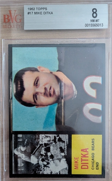 1962 Topps Mike Ditka HoF Rookie Card BVG 8 - none higher