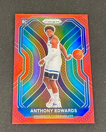 2020-21 Anthony Edwards Panini Prizm True Red Rookie 63/299 #258 RC SP (B)