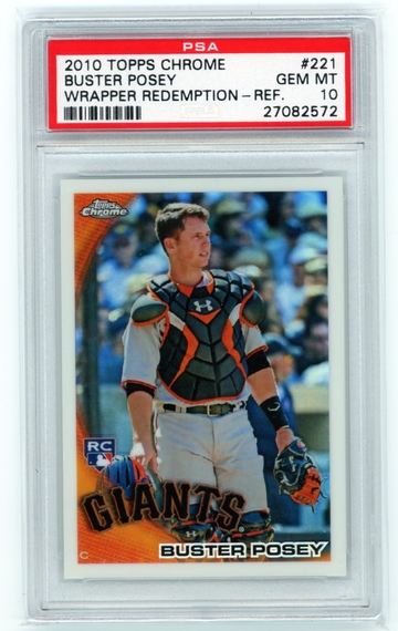 2010 Topps Chrome #221 Buster Posey Wrapper Redemption-REFRACTOR PSA 10 GEM MINT!