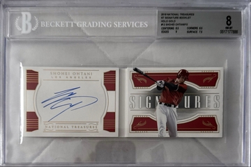 2018 National Treasures Shohei Ohtani Rookie NT Signature Booklet Holo Gold Auto /10 #12 BGS 8